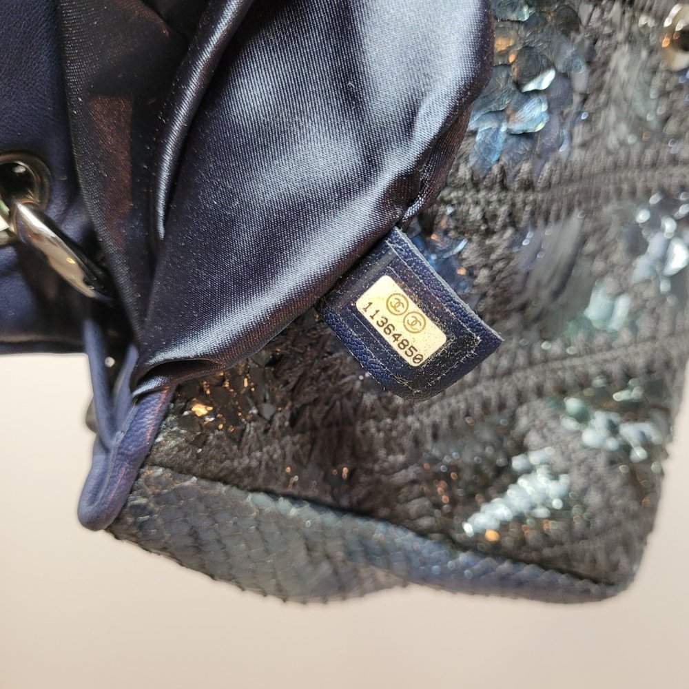 Chanel Python Flap Bag Crochet Stitch Navy Blue - Picture 12 of 14